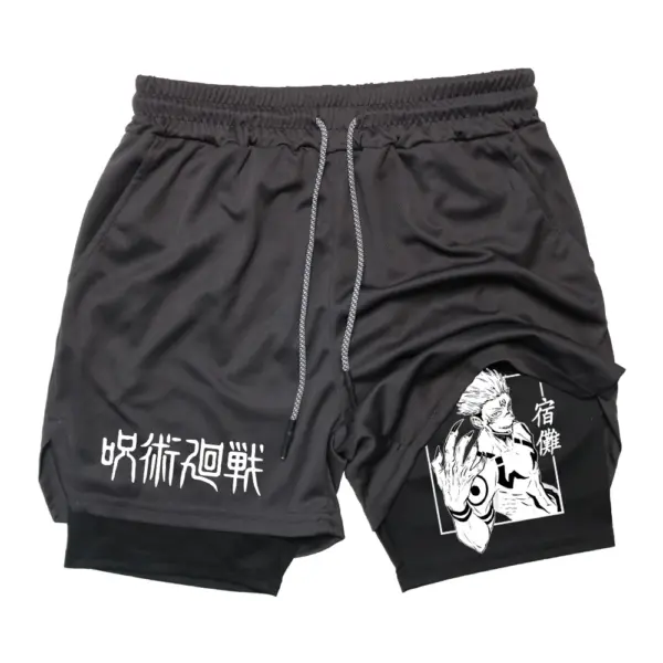 Men's 2 In 1 Anime Gym Shorts Summer - Image 9