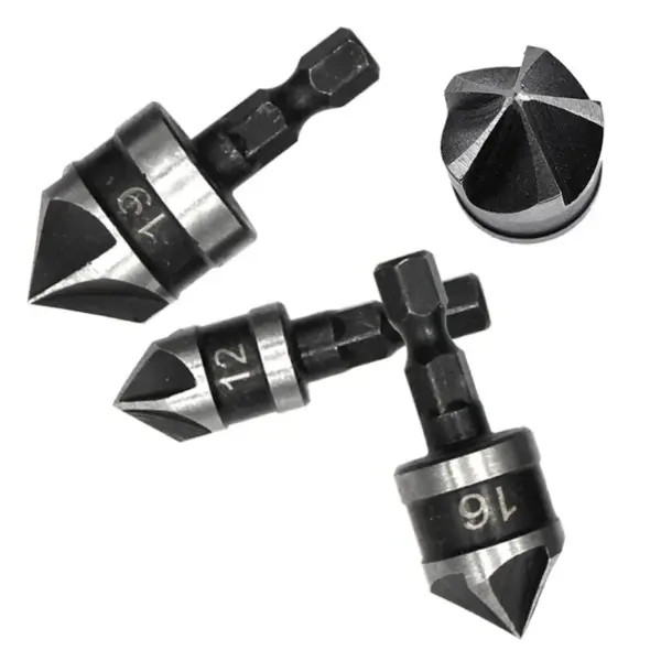 3PC 90 Degree Hexagon Chamfer Drill Set - Image 3