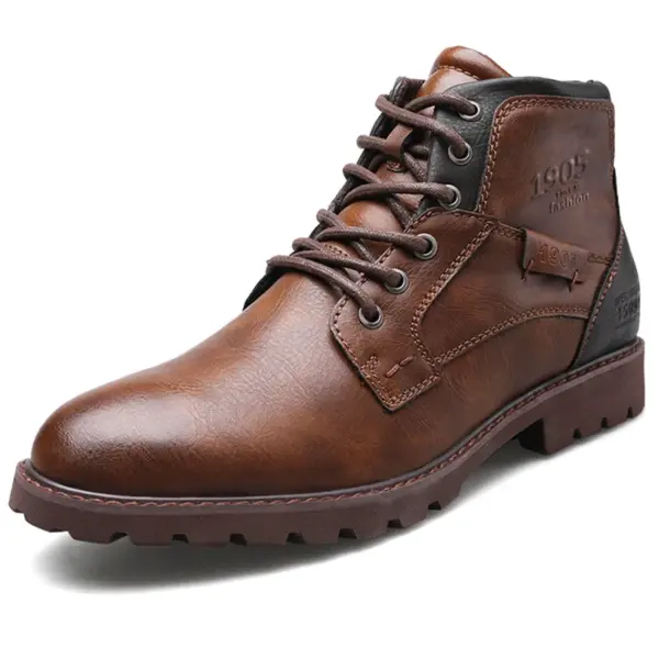 Men's Vintage Ankle Boots with Side Zipper - Image 3