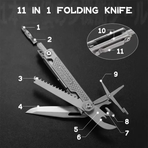 11 in 1 Folding Multi Tool Knife - Image 5