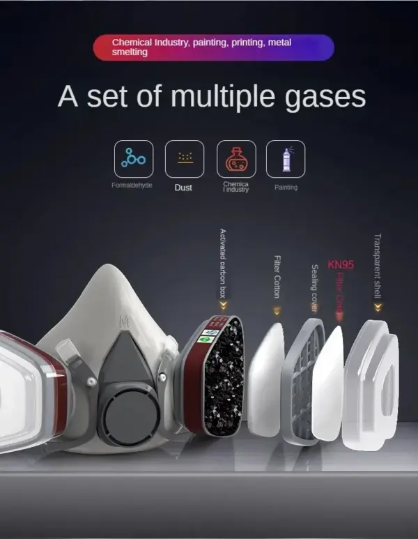 Reusable Half Face Respirator with Cotton Filter - Image 3