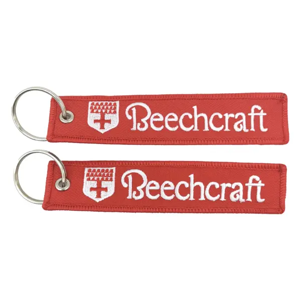 Red Beechcraft Embroidered Keychain for Aviators - Image 4
