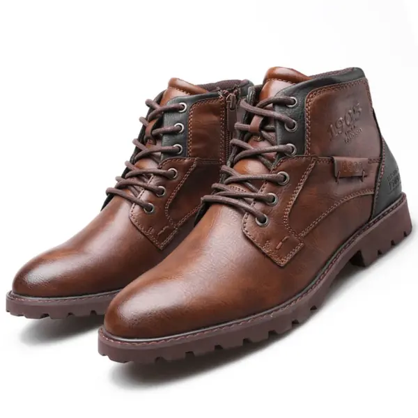 Men's Vintage Ankle Boots with Side Zipper - Image 6