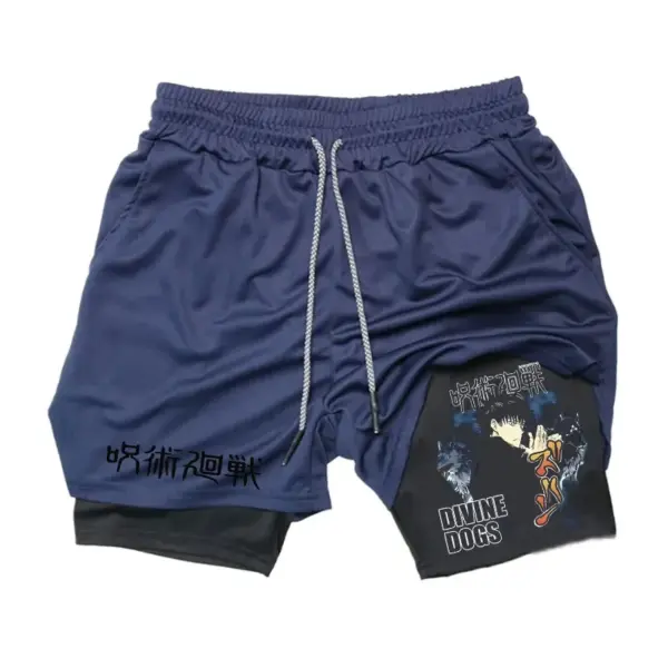Men's 2 In 1 Anime Gym Shorts Summer - Image 13