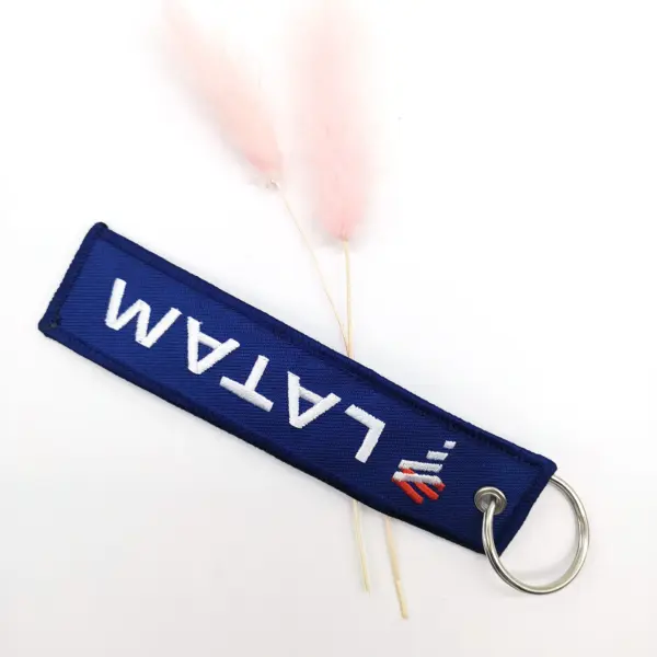 LATAM Blue Embroidery Keychain with Metal Ring - Image 5
