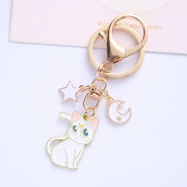 Anime Moon Cats Enamel Keychain for Couples - Image 3
