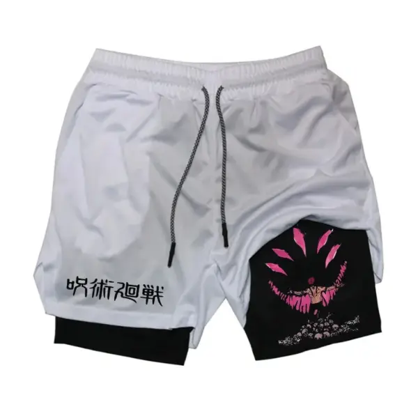 Men's 2 In 1 Anime Gym Shorts Summer - Image 16