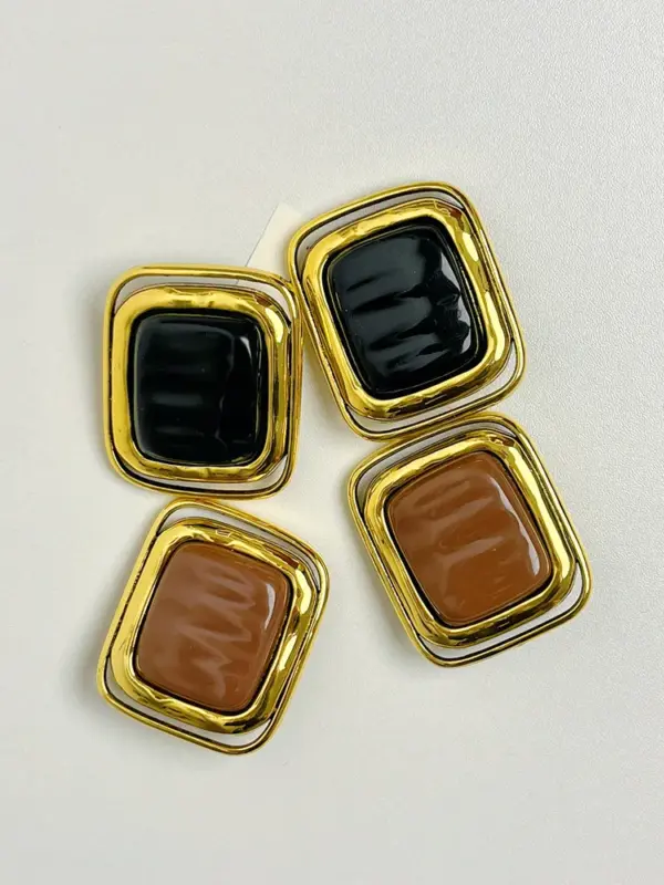 Geometric Metal Stud Earrings for Women - Image 2