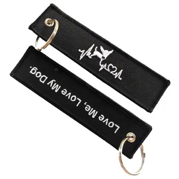 White Dog Embroidered Keychain Fashion Accessory - Image 4