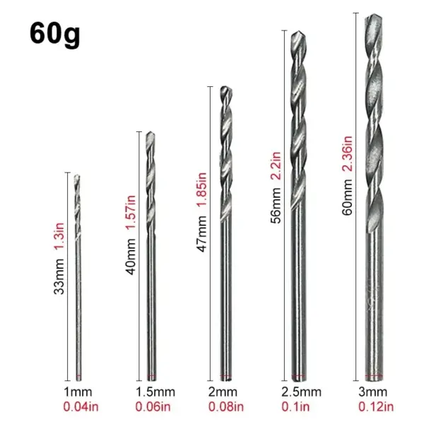 100pc Twist Drill Bit Set 1-3mm Titanium - Image 5