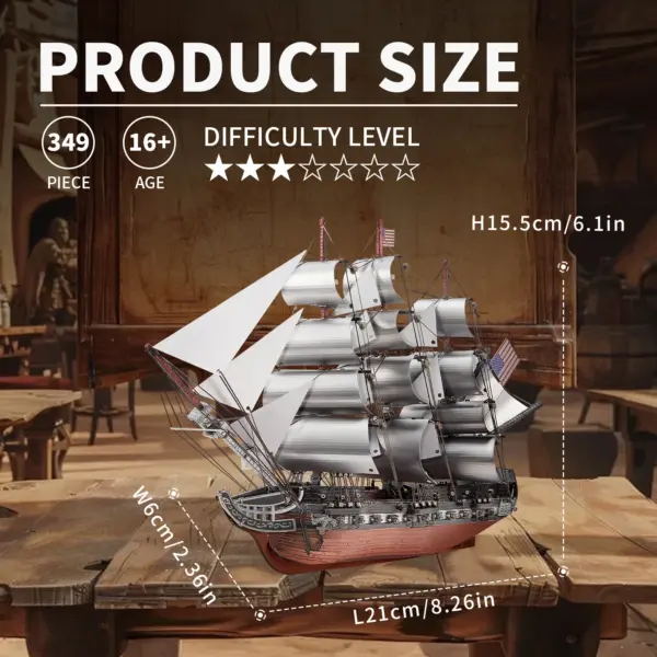 Piececool 3D Metal Sailing Frigate Model Kit - Image 3