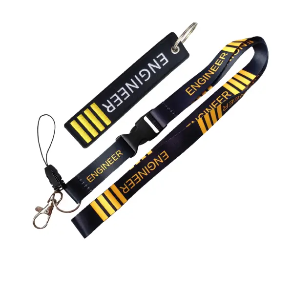 Double Sided Pilot Engineer Lanyard Keychain