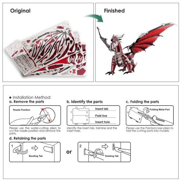3D Metal Dragon Puzzle DIY Model Kits - Image 2