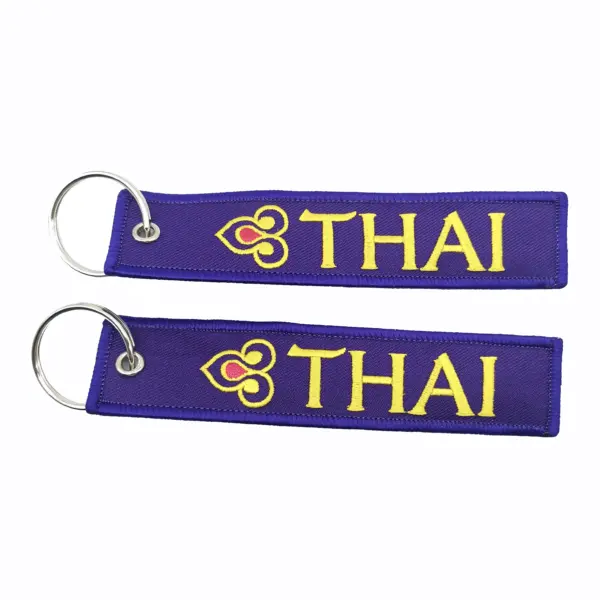 THAI Purple Embroidered Keychain Metal Ring - Image 4