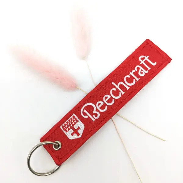 Red Beechcraft Embroidered Keychain for Aviators - Image 5