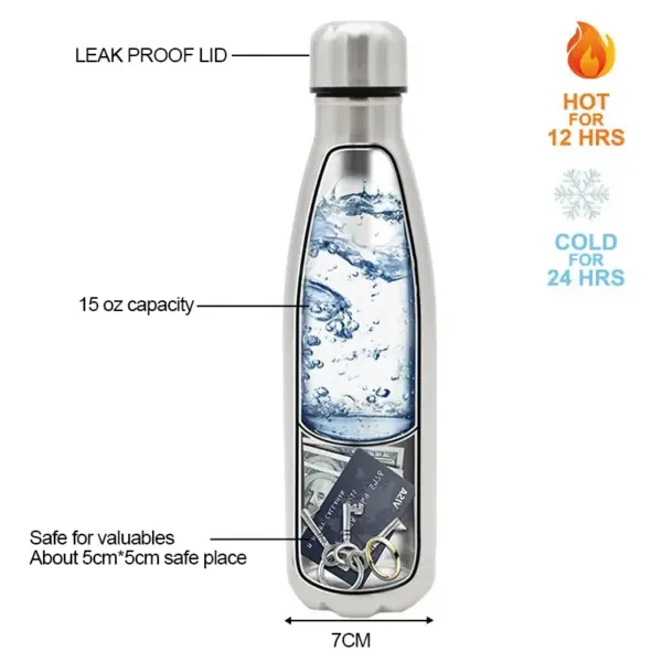 Hidden Steel Water Bottle Safe with Compartment - Image 2