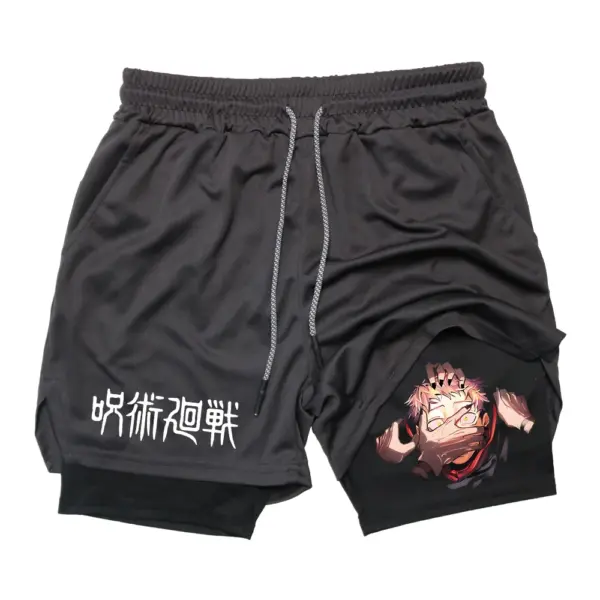 Men's 2 In 1 Anime Gym Shorts Summer - Image 7