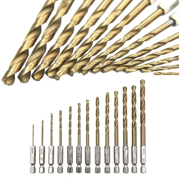 13pc Titanium Plated Twist Drill Bit Set - Image 6