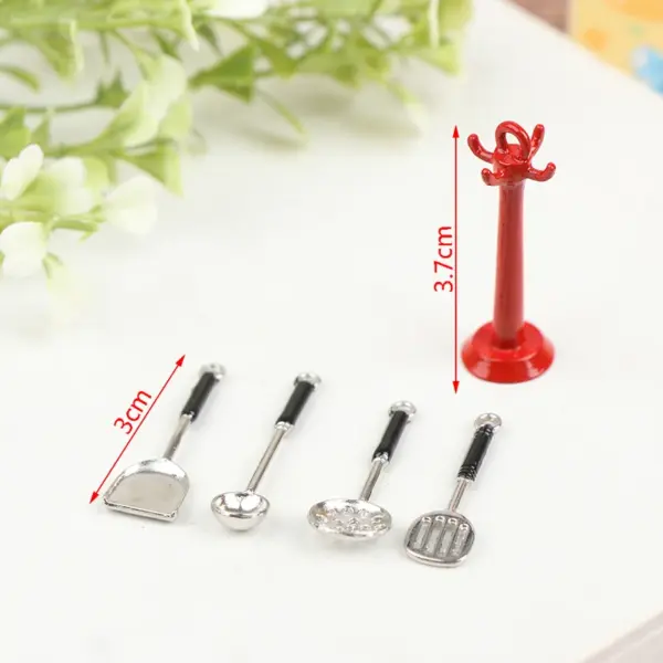 Miniature Metal Kitchen Utensils Set for Dolls - Image 3