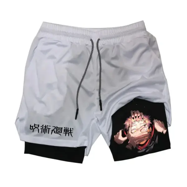 Men's 2 In 1 Anime Gym Shorts Summer - Image 15