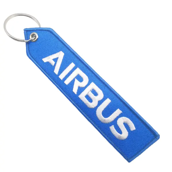 Blue AIRBUS Keychain Double Sided Embroidered