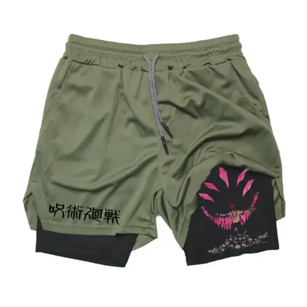 Men's 2 In 1 Anime Gym Shorts Summer - Image 2