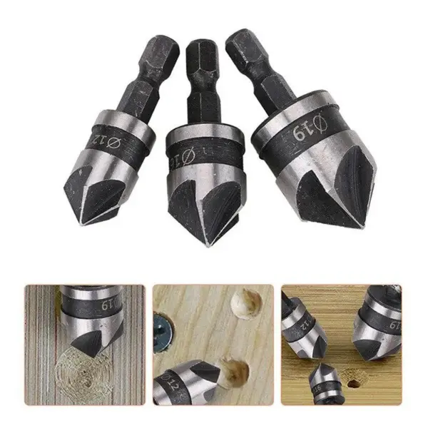 3PC 90 Degree Hexagon Chamfer Drill Set - Image 4