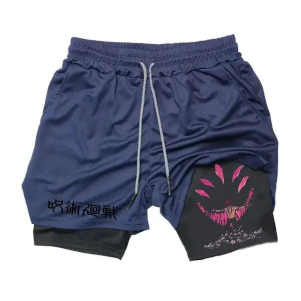 Men's 2 In 1 Anime Gym Shorts Summer - Image 3