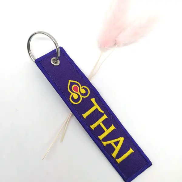 THAI Purple Embroidered Keychain Metal Ring - Image 6