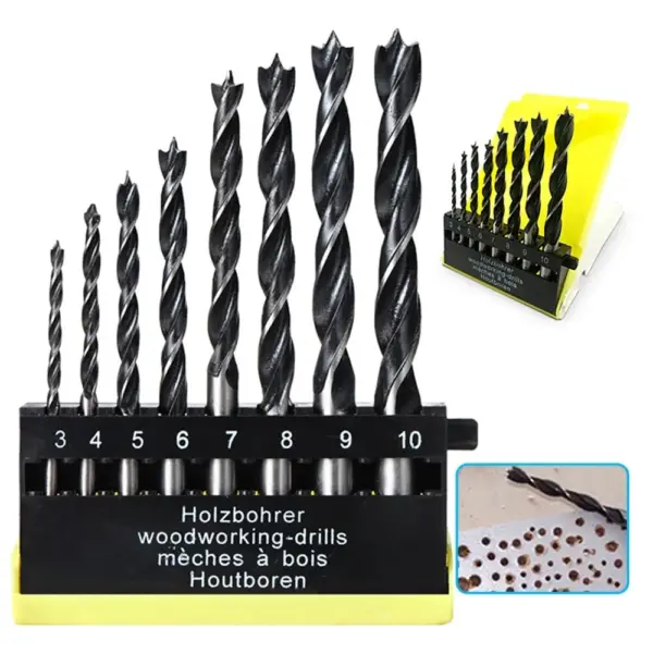 8pc 3-10mm Triple Pointed Wood Drill Set - Image 2