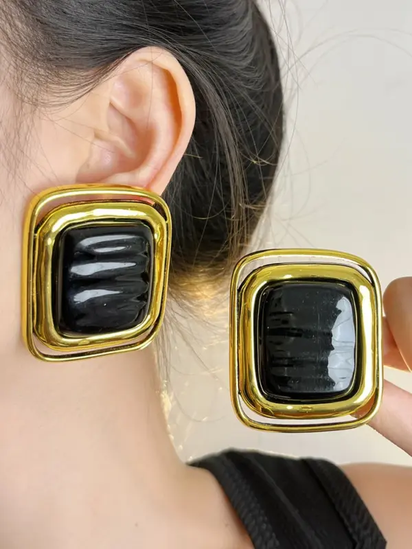 Geometric Metal Stud Earrings for Women - Image 4