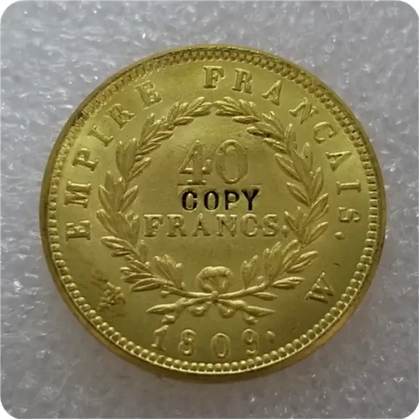 Napoleon I Gold Copy Coin 1809 Antique Style - Image 4