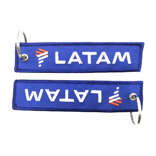 LATAM Blue Embroidery Keychain with Metal Ring - Image 4