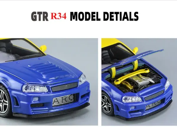 1/32 GTR R34 Diecast Model Car with Sound - Image 6