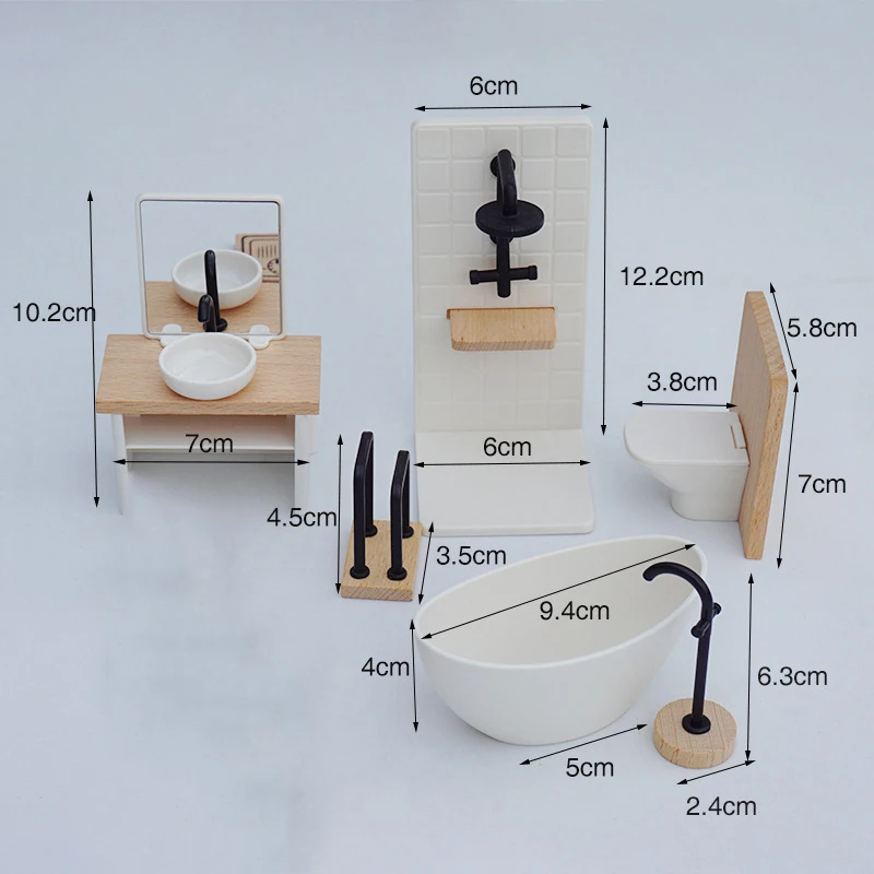 Dollhouse Bathroom Set Washbasin Tub Toilet 6 Dollhouse Bathroom Set Washbasin Tub Toilet - Image 6