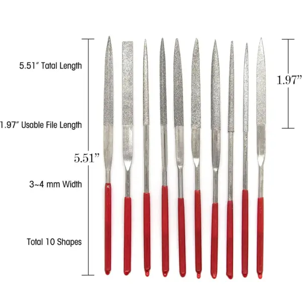 10Pcs Mini Diamond Needle File Set - Image 5