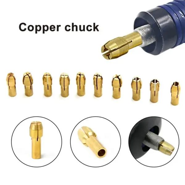 11-Piece Brass Collet Set for Electric Drills - Image 4