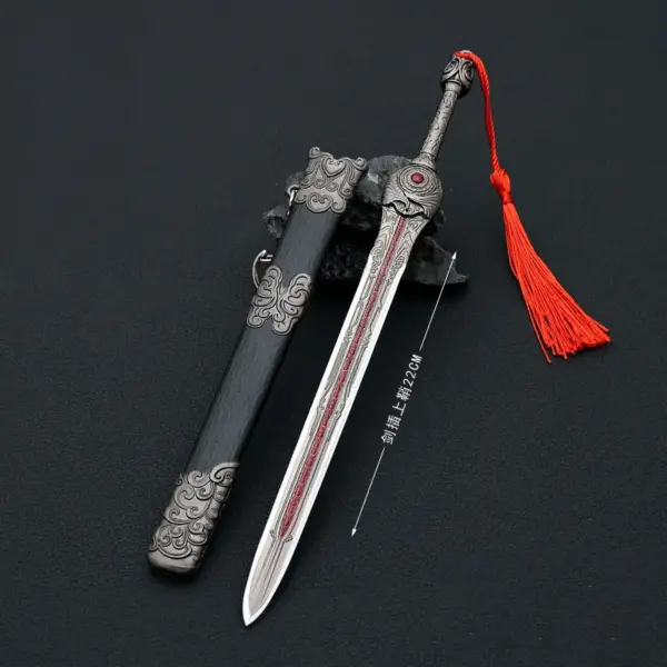 22cm Miniature Metal Katana Keychain Toy - Image 2