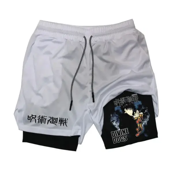 Men's 2 In 1 Anime Gym Shorts Summer - Image 17