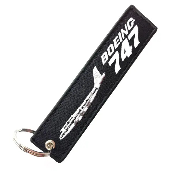 Airplane Embroidered Keychain Luggage Tag - Image 3