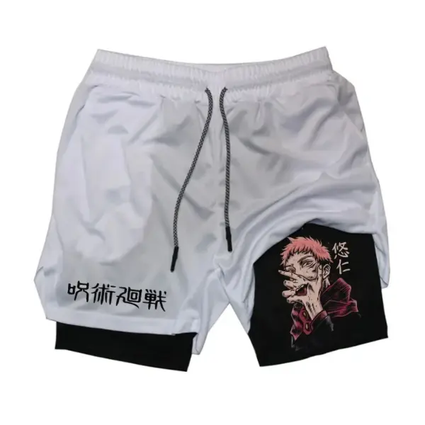 Men's 2 In 1 Anime Gym Shorts Summer - Image 18