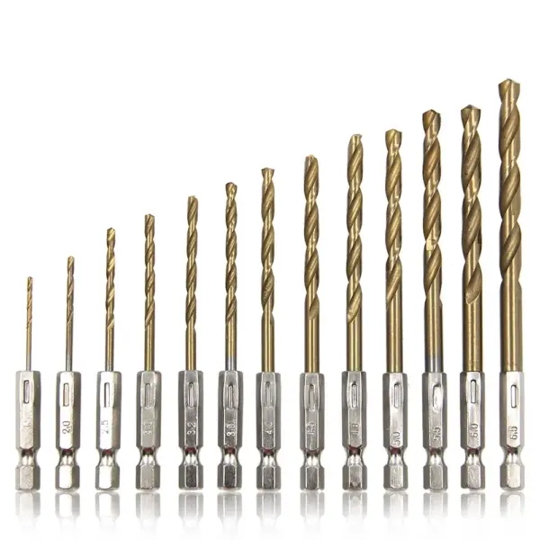 13pc Titanium Plated Twist Drill Bit Set - Image 3