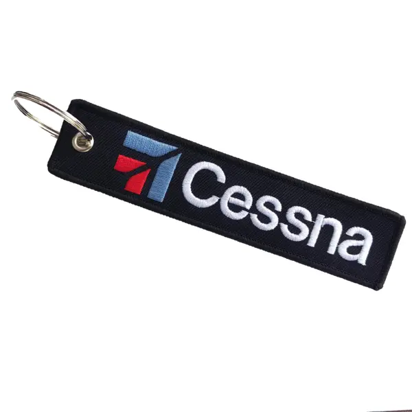 Cessna Double-Sided Embroidered Keychain