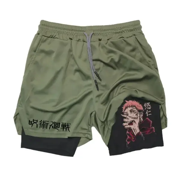 Men's 2 In 1 Anime Gym Shorts Summer - Image 11
