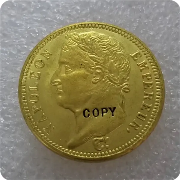 Napoleon I Gold Copy Coin 1809 Antique Style - Image 3