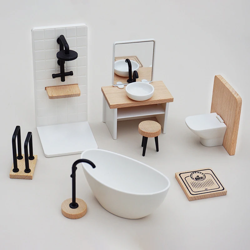 Dollhouse Bathroom Set Washbasin Tub Toilet 3 Dollhouse Bathroom Set Washbasin Tub Toilet - Image 3