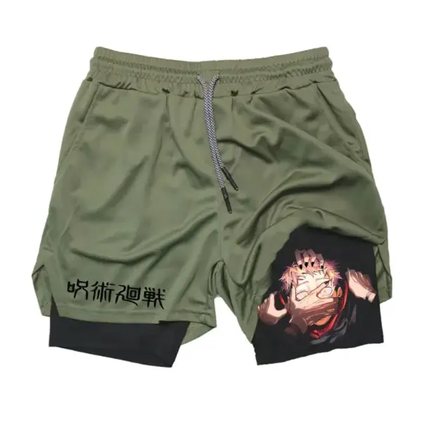 Men's 2 In 1 Anime Gym Shorts Summer - Image 8