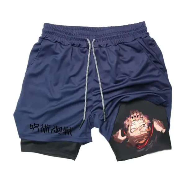 Men's 2 In 1 Anime Gym Shorts Summer - Image 12