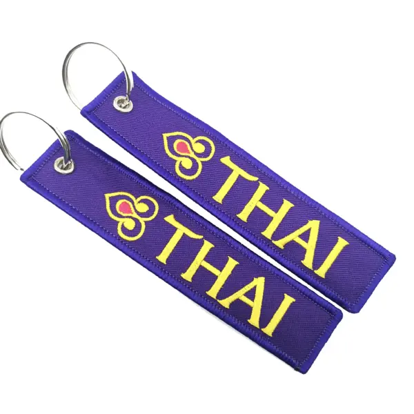 THAI Purple Embroidered Keychain Metal Ring - Image 3