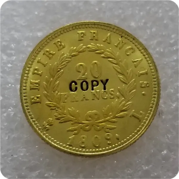 Napoleon I Gold Copy Coin 1809 Antique Style - Image 2